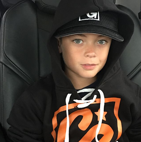 Black Laced Hoodie With Orange Logo