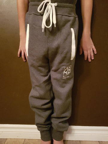 Grey With White trim Track pants