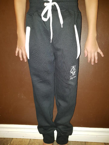 Black with White Trim Track Pants