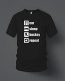 Eat Sleep Hockey Black with White