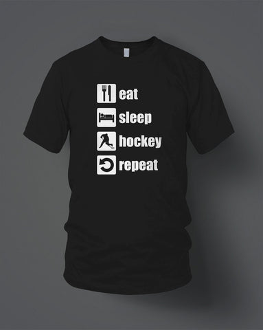 Eat Sleep Hockey Black with White