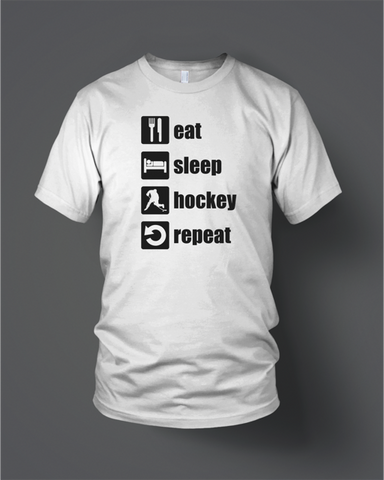 Eat Sleep Hockey White with Black